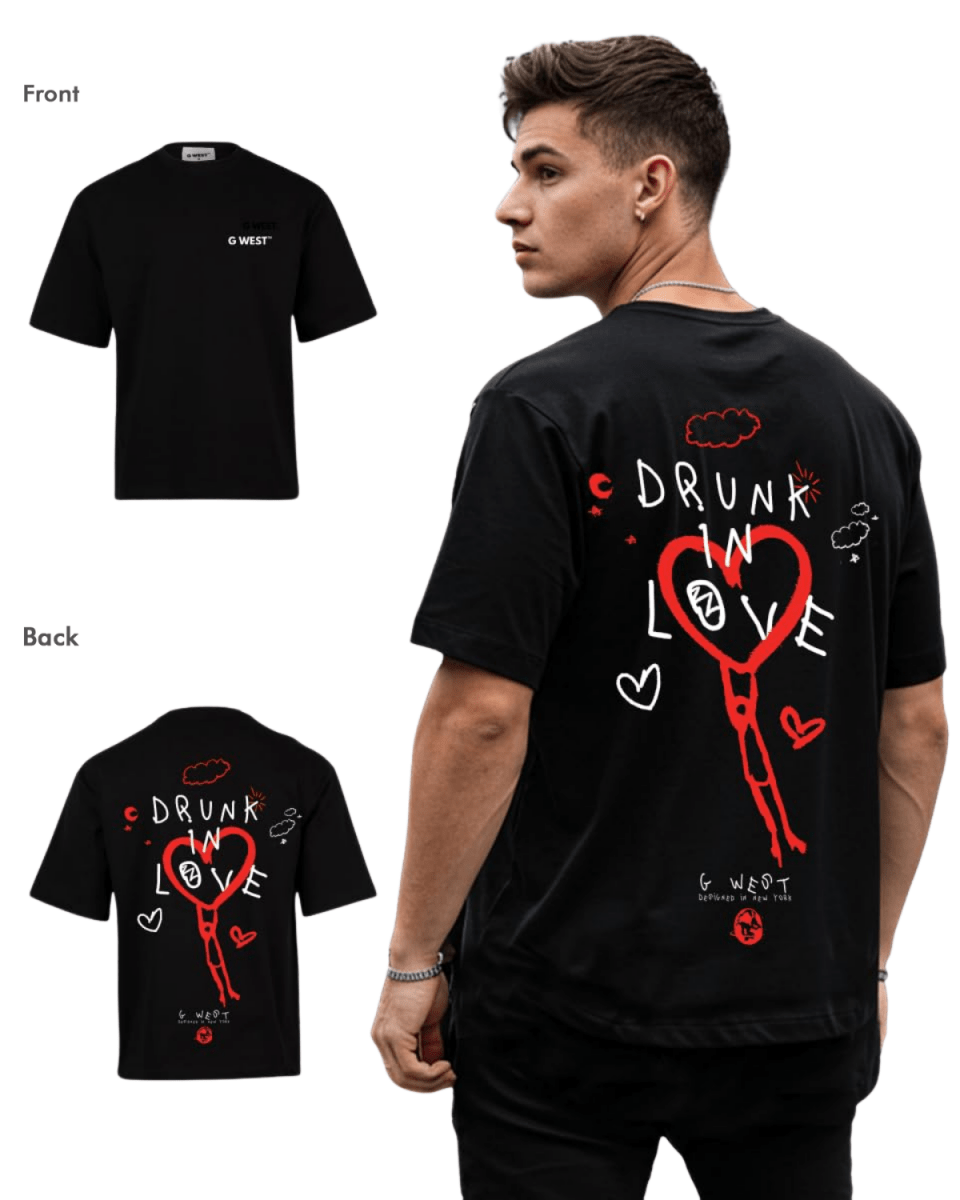 G West Mens Oversized Drunk In Love Tee