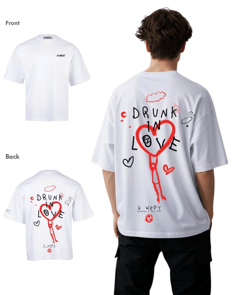 G West Mens Oversized Drunk In Love Tee