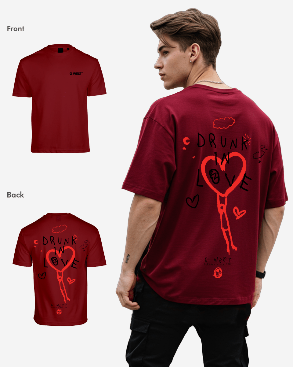 G West Mens Oversized Drunk In Love Tee