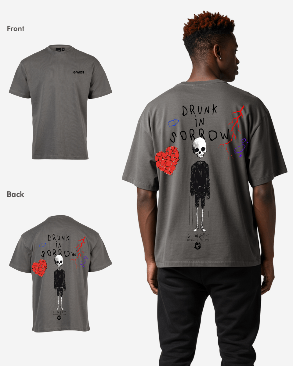 G-West G West Oversized Drunk In Sorrow T-Shirt Mens