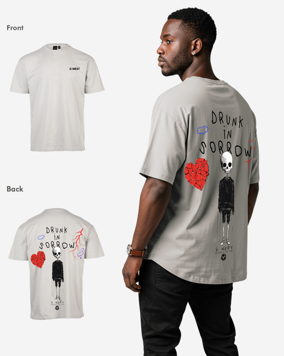 G-West G West Oversized Drunk In Sorrow T-Shirt Mens