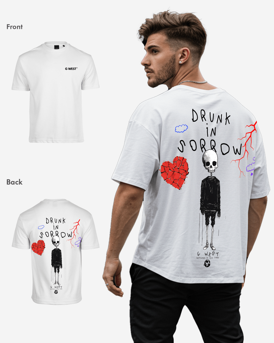 G-West G West Oversized Drunk In Sorrow T-Shirt Mens