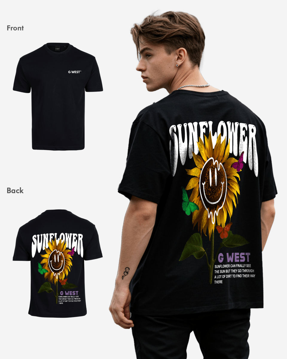 G-West G West Oversized Sunflower T-Shirt Mens
