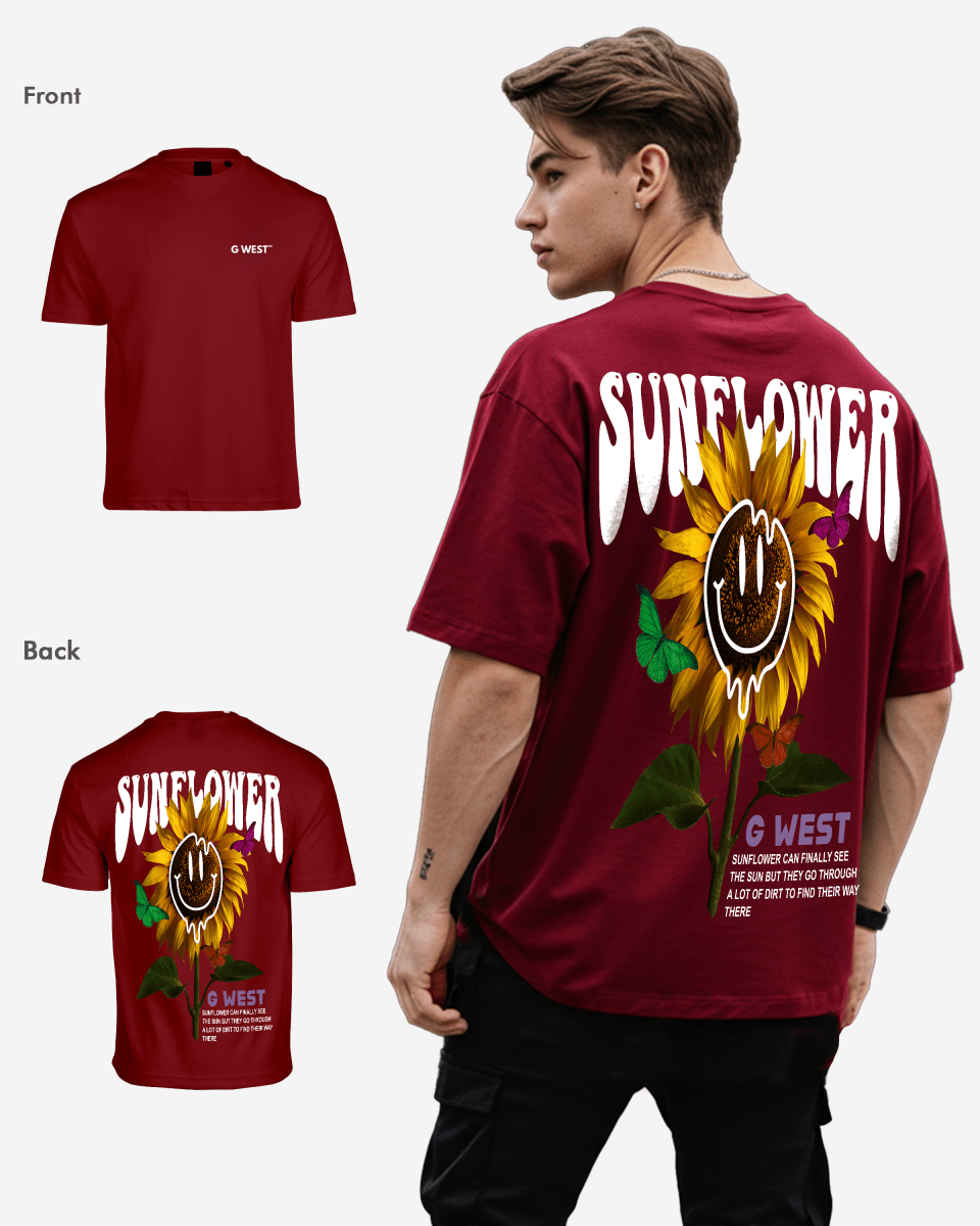 G-West G West Oversized Sunflower T-Shirt Mens
