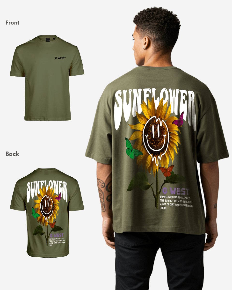 G-West G West Oversized Sunflower T-Shirt Mens