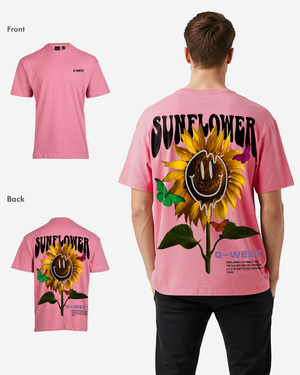 G-West G West Oversized Sunflower T-Shirt Mens