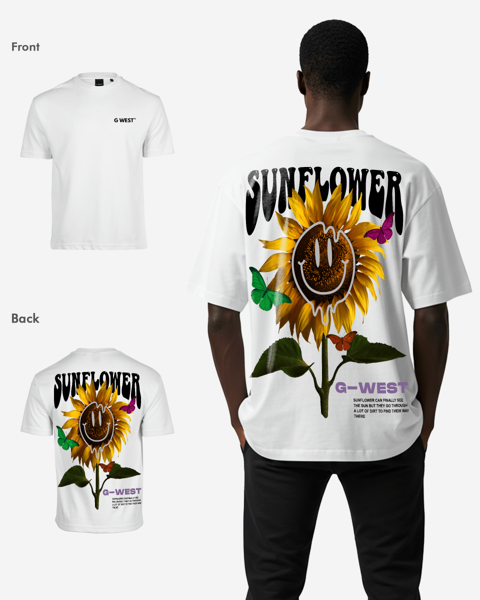 G-West G West Oversized Sunflower T-Shirt Mens